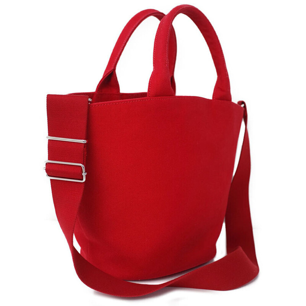 Prada Tote canvas RED Canapa 2way Logo Convertible Shopping